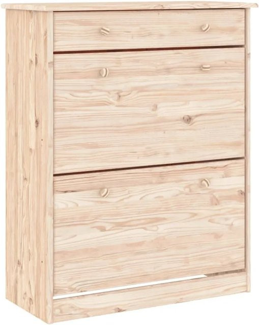 vidaXL Schuhschrank ALTA aus Kiefernholz in Braun und Beige, rustikaler Schuhschrank mit Türen und Schubladen, B/T/H: 77 x 35 x 96 cm - Bild 1