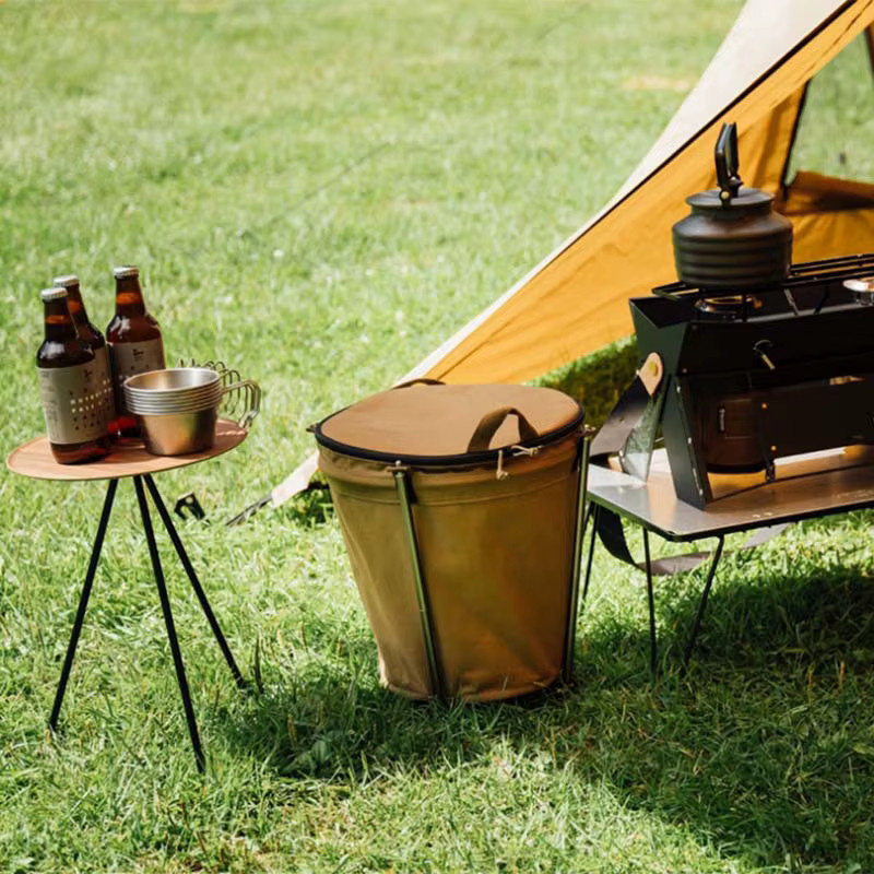 WELLHIKE Outdoor Camping Mülleimer aus Oxford-Gewebe, zusammenklappbar und tragbar, Schwarz - Bild 2