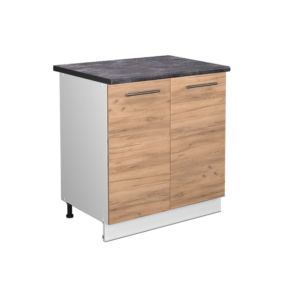 Vicco Spülenunterschrank Fame-Line Goldkraft Eiche/Weiß mit Regal, B/T/H: 80 x 60 x 82 cm, Anthrazit - Bild 2