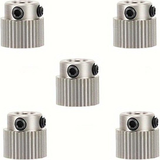 5-teiliges SZ-Damai Extruderzahnrad Set aus Edelstahl mit 36 Zähnen in Grau für FDM 3D-Drucker, kompatibel mit CR-10, CR-10S, S4, S5 und Ender 3, Ender 3 Pro - Bild 1