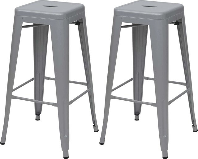 PROREGAL 2er-Set Barhocker im Industrial-Design aus Metall, grau, stapelbar, Sitzhöhe: 77 cm - Bild 1