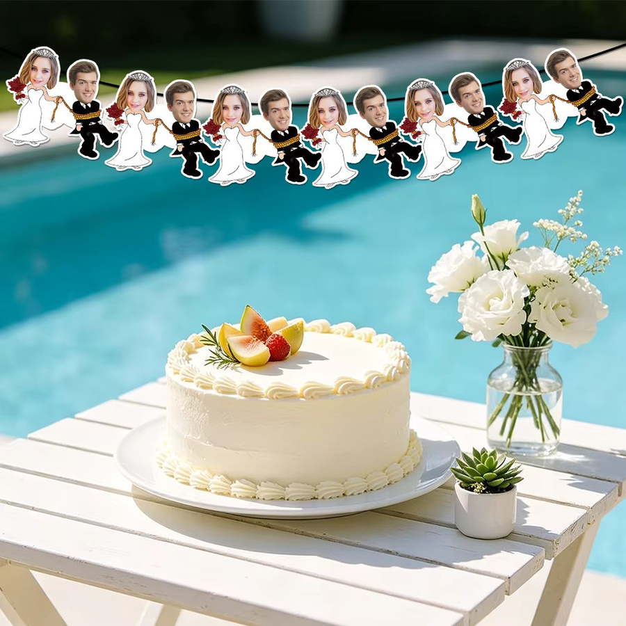 Personalisiertes WEIGAO Gesichtsbanner aus Papier für Hochzeiten und Jubiläen, Mehrfarbig - Bild 5