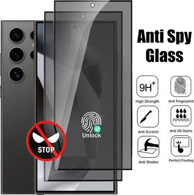Samsung Anti-Spy Panzerglas mit Fingerabdruck-Entsperrung für S26, transparent - Bild 1