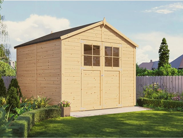 Bertilo Holz-Gartenhaus Osterbek Log Cabin in Natur Braun, B: 245 cm, T: 239 cm - Bild 1