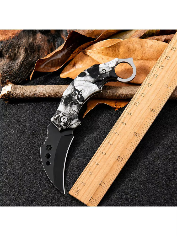 Personalisierbares Outdoor Klappmesser mit Adlerklaue und Wolfsmotiv, gebogenes Taschenmesser für Camping und unterwegs - Bild 5