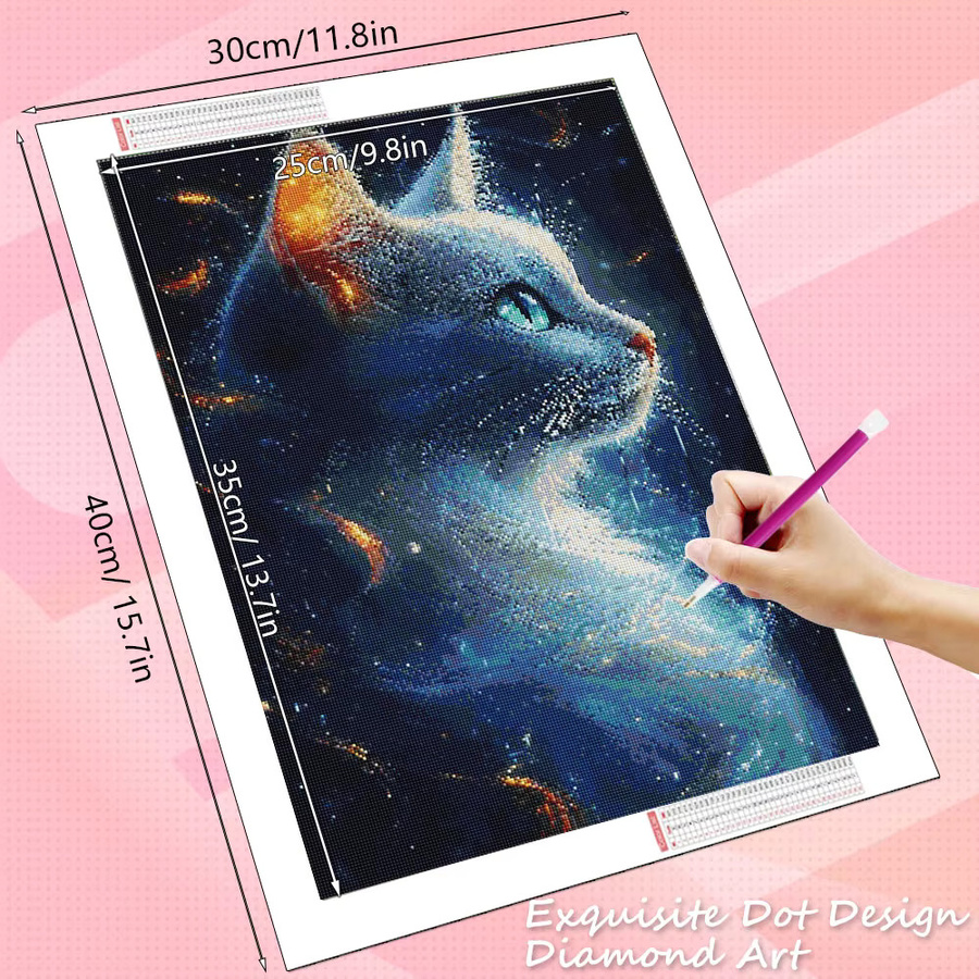 HUACAN Diamantmalerei Katze 5D-Fantasiebild Kunstmosaik Set, Multicolor, B/H: 30 x 20 cm - Bild 2