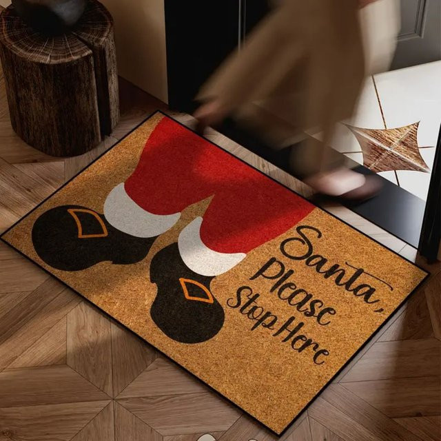 VIKAMA Weihnachtsmann Fußmatte mit Grafikdesign, schmutzabweisender Teppich für Eingangsbereich und Badezimmer, Mehrfarbig, B/T: 60 x 40 cm - Bild 1