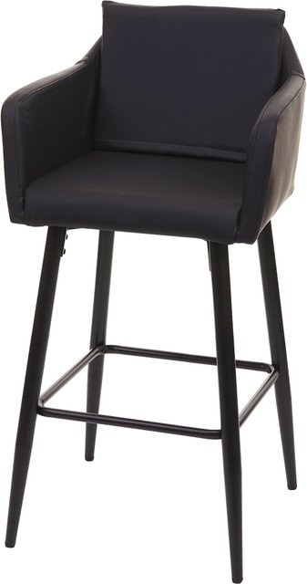 Barhocker MCW in Schwarz aus Kunstleder mit Metallgestell - Bild 1