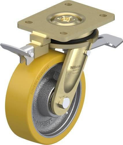 Blickle Lenkrolle LS-GTH 160K-ST-RI4 mit Feststeller, Farbe Silber, Rad-Durchmesser: 160 mm, Tragfähigkeit: 800 kg - Bild 1
