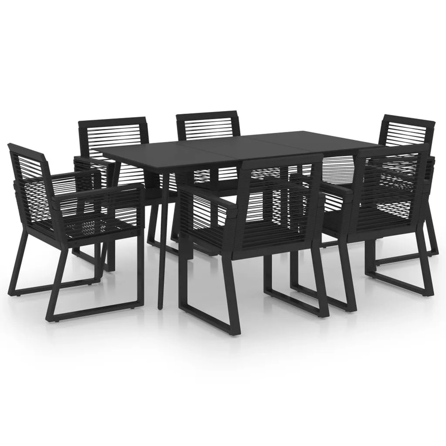 vidaXL 7-tlg Garten-Essgruppe aus PVC-Rattan und Glas in Schwarz - Bild 2