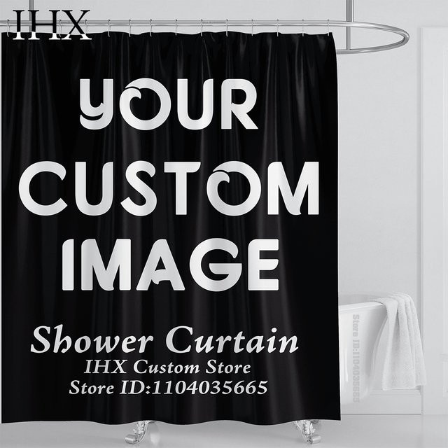 IHX Individueller Duschvorhang aus Polyester, Wasserdicht und Blickdicht mit Haken, Farbe: Nature, B: 180 cm, H: 180 cm - Bild 1