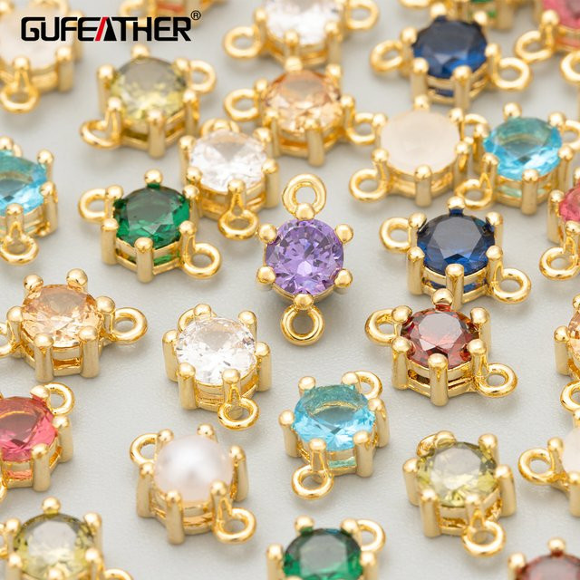 GUFEATHER Charms, Kupfer, 18 Karat vergoldet, Zirkonia, Unisex - Bild 1