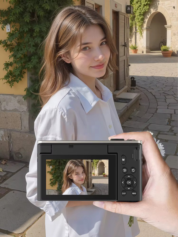 Ourlife D610 Digitale 4K Fotokamera mit 18X Digitalzoom, Vintage Vlog Videorekorder, 3,0 Zoll 180 Grad Flip-Screen und WLAN - Bild 6