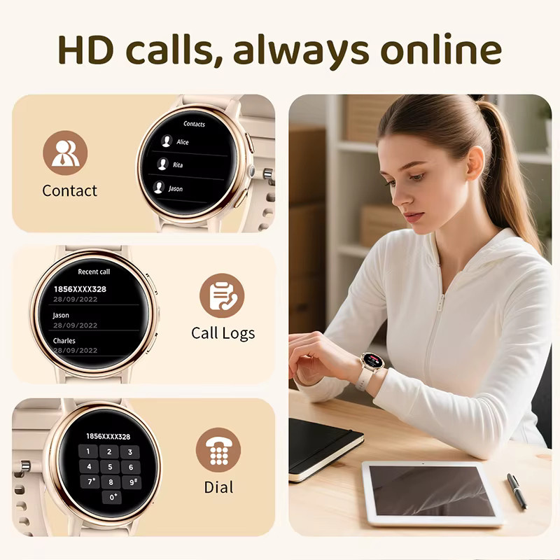 LIGE Smartwatch, Damen, Schwarz, Purple, Silikon, Bluetooth, Herzfrequenz - Bild 3