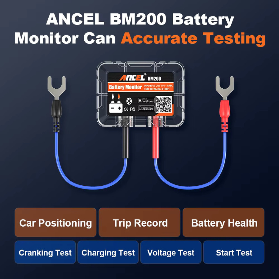 ANCEL BM200 12V Batterietester mit Bluetooth 4.2 und LED-Anzeige zur Analyse von SOH und SOC - Bild 2