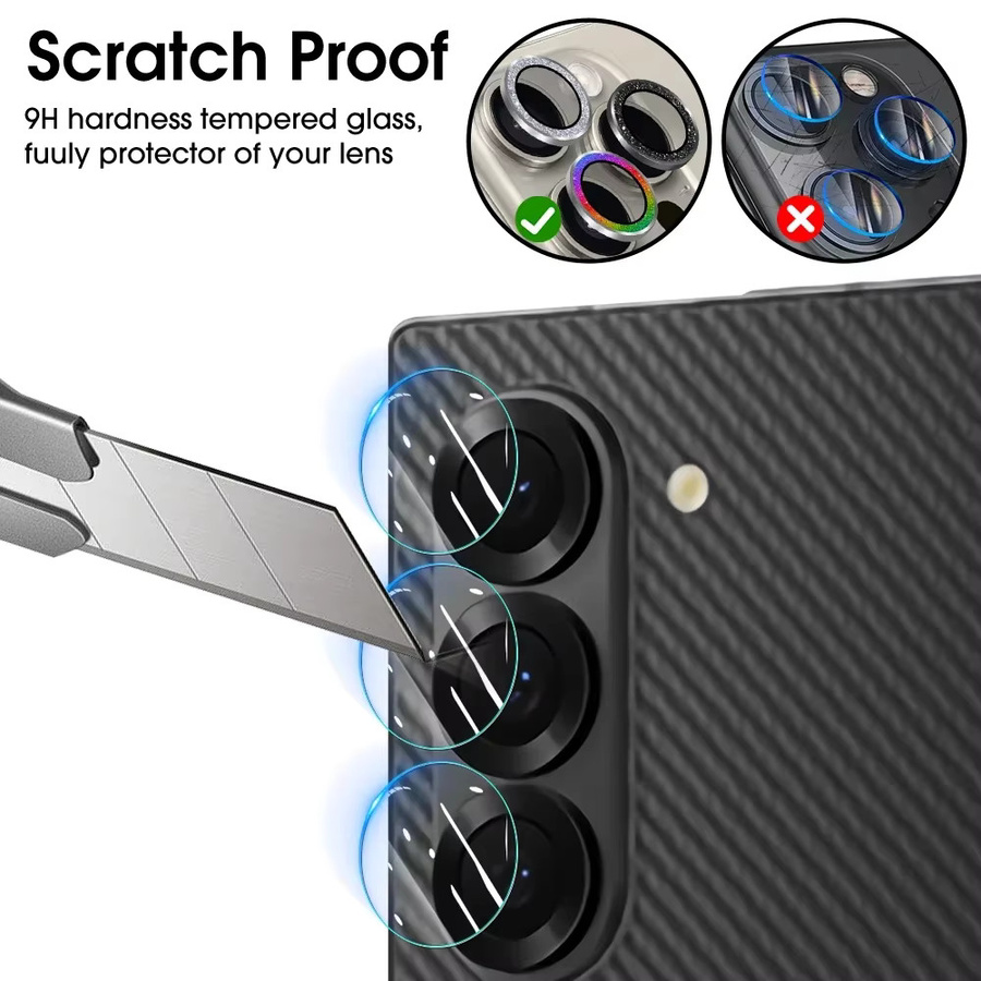 Set aus klaren gehärteten Glas-Kameralinsen-Schutzfolien für Samsung Galaxy Z Fold 8, Z Fold 8 Ultra und Z Flip 7, transparent - Bild 3