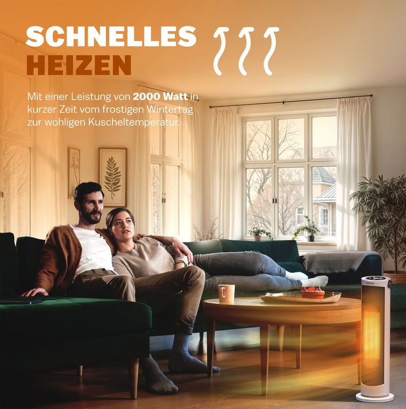 Monzana Keramik-Heizlüfter MZTH2000 in Weiß mit 2000W Leistung - Bild 2