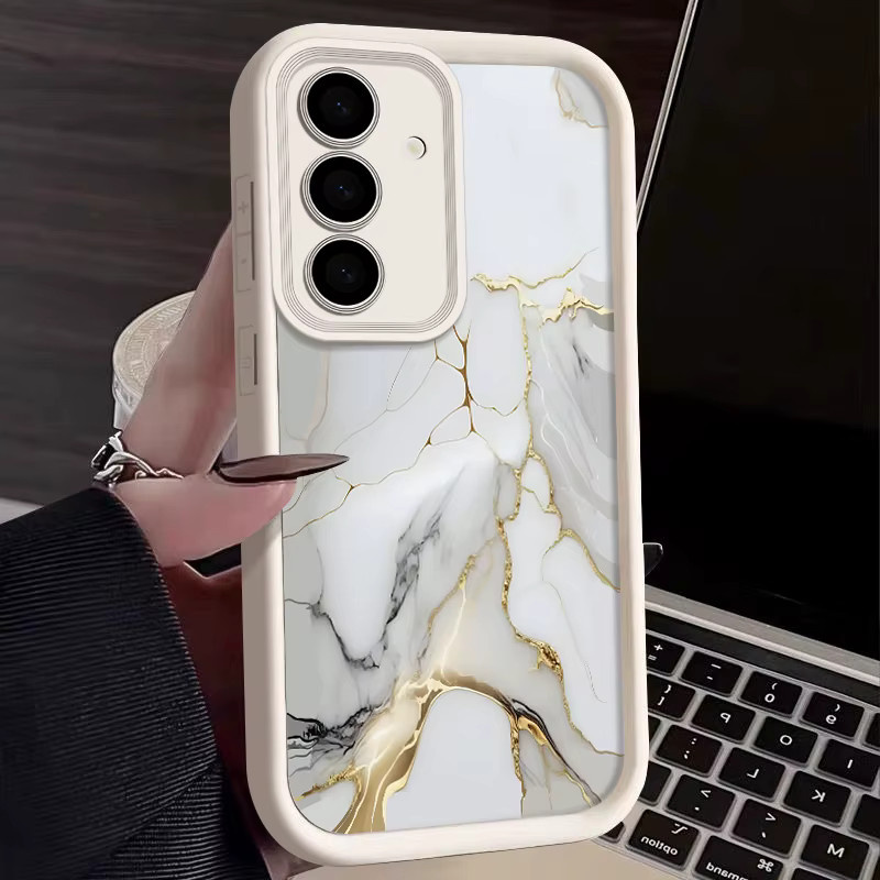 Weiche Silikonhülle mit Marmor-Design für Samsung Galaxy S25 S24 S23 S22 Ultra Plus S21 S24 FE A56 A55 A54 A53 A36 A34 A26 A25 A15 A14 in Weiß - Bild 4