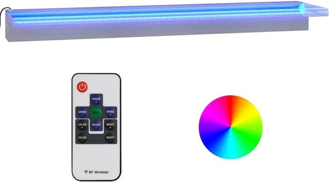 vidaXL Wasserfall-Element aus Edelstahl mit RGB LEDs in Silber, Breite: 90 cm - Bild 1