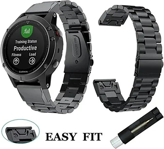 QCTOG Uhrenarmband Edelstahl, Schwarz, Unisex, 22mm 26mm - Bild 1