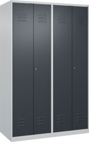 C+P PSA Doppel-Spind Classic PLUS mit 4 Abteilen, Stahlkonstruktion, Grau/Anthrazit, B/H/T: 120 x 185 x 50 cm - Bild 1
