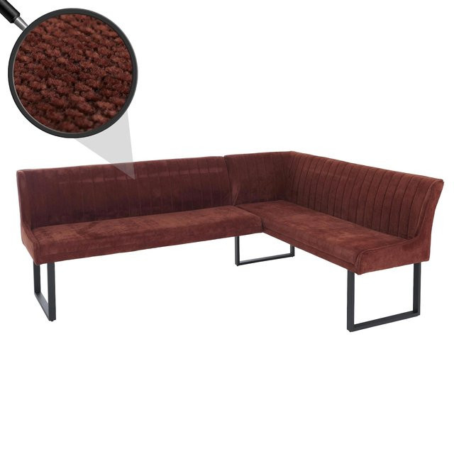 MCW Eckbank O82 Esszimmerbank aus Metall und Chenille Stoff in Rot, B/T/H: 210 x 159 x 84 cm - Bild 1