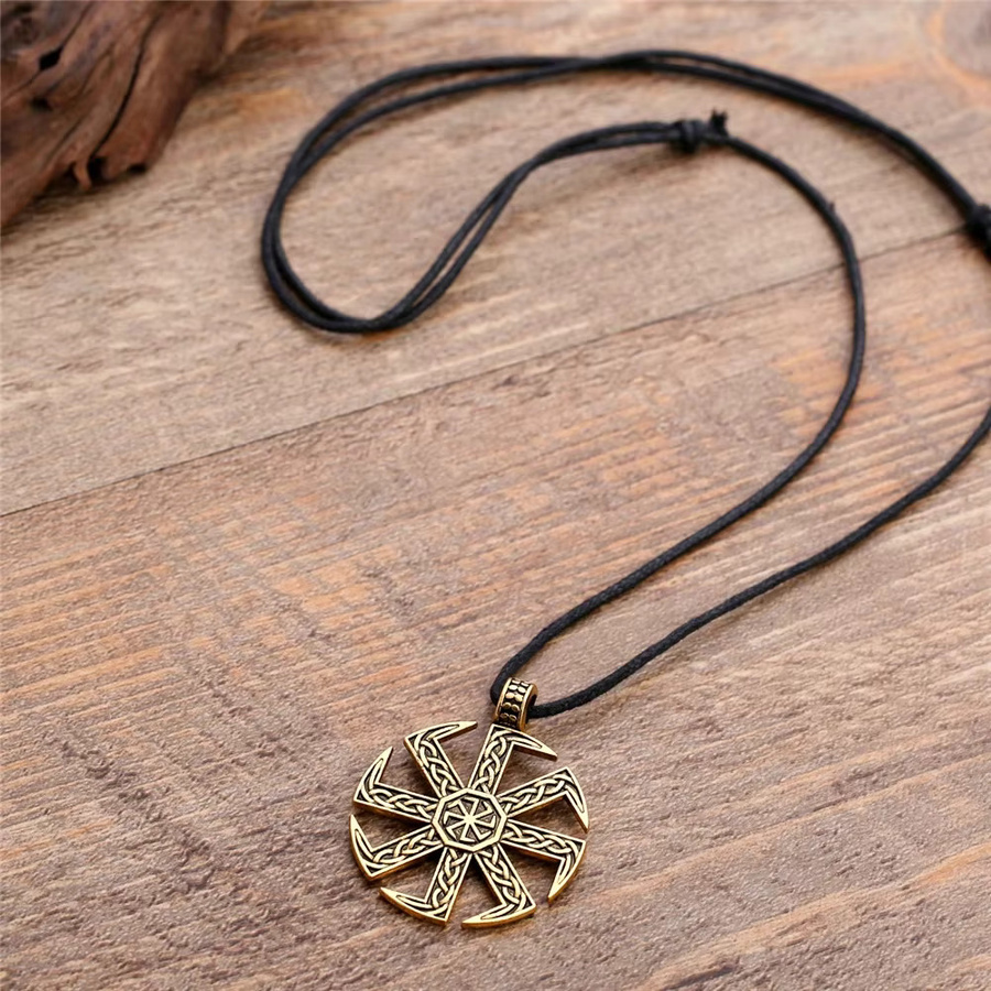 Skyrim Anhänger Kolovrat Sun Wheel, Edelstahl, Vintage, Unisex - Bild 2