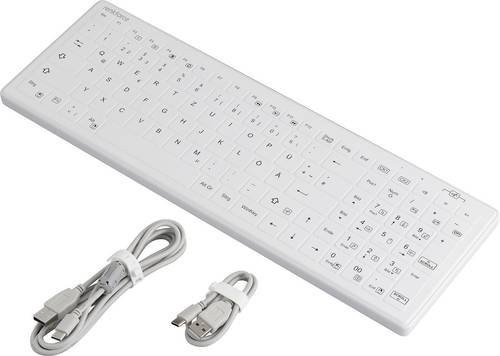 Renkforce RF-WIPK-500 USB Hygiene-Tastatur QWERTZ Deutsch in Weiß mit Silikonmembran und IP65 Schutz - Bild 1