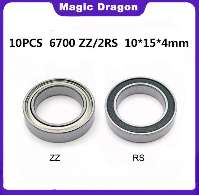 Magic Dragon Miniatur-Rillenkugellager 6700-2RS ABEC-5 mit Gummidichtung, Farbe: Silber, B/D/H: 10 x 15 x 4 mm - Bild 1