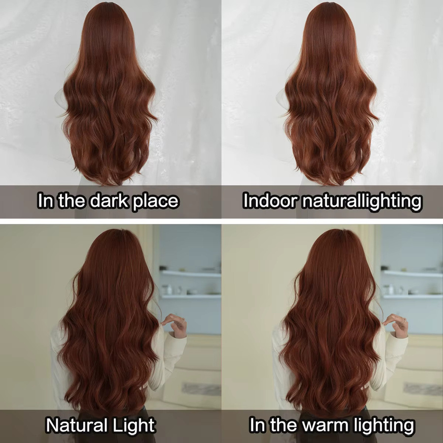 7JHH WIGS Perücke für Damen, lange lockige synthetische Haare, orange-rot - Bild 3