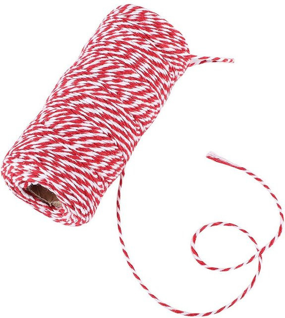 Handgemachtes zweifarbiges Baumwollgarn Shoemst in Rot-Weiss, 100m Schnur zur Dekoration - Bild 1