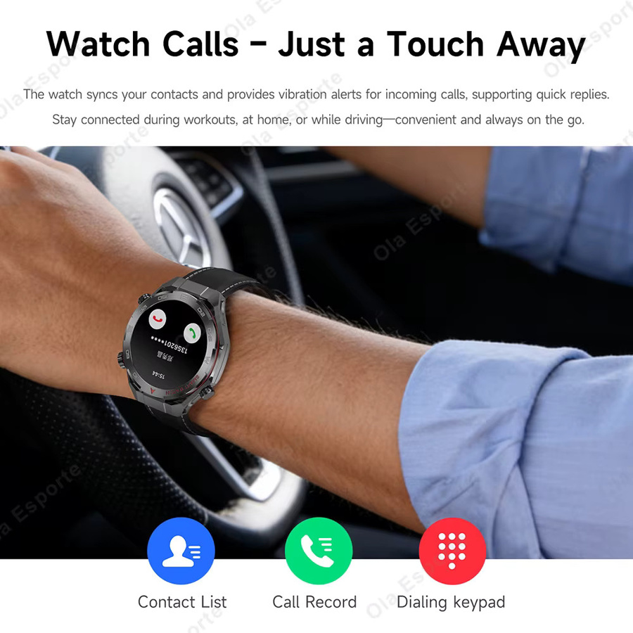 Ola Esporte Militärische Smartwatch für Herren in Schwarz mit Gesundheitsmonitor, kabelloser Anruffunktion und IP68 wasserdicht, kompatibel mit Android, Modell HT30 - Bild 6