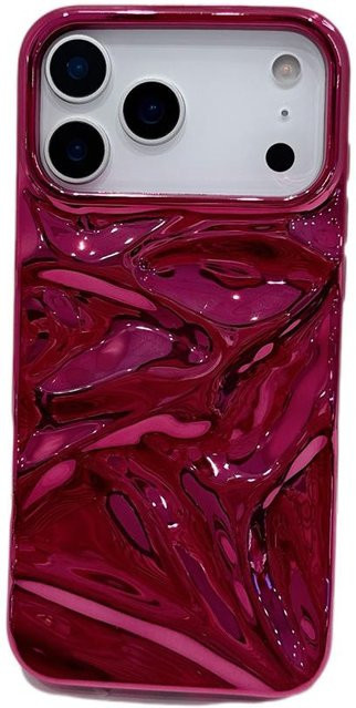 Stoßfeste iPhone Schutzhülle mit 3D Wasserwellenmuster in Pink für iPhone 17 16 15 14 13 12 Pro Max Plus 11 von YULIN-003 - Bild 1