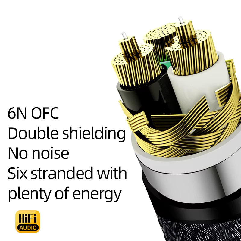 ATAUDIO HiFi EU Power Audio Kabel in Schwarz mit 6N OFC doppelt geschirmtem AC-Stromkabel und vergoldetem Stecker für Lautsprecher und Verstärker - Bild 2