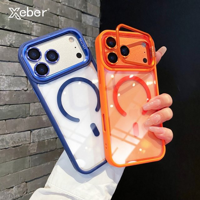 Xeber MagSafe Magnetische Handyhülle mit Linsenschutz und Ständer für iPhone 11 bis iPhone 17 Pro Max Plus, Transparent - Bild 1