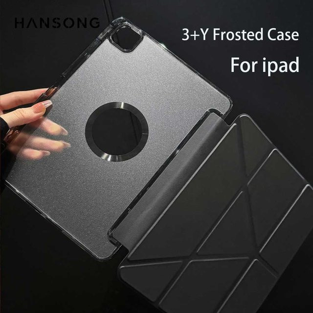 3+Y Fold Frosted Schutzhülle für iPad Air 11 Zoll M2 M3 und iPad Pro 11 Zoll mit Stifthalter, Blau/Transparent - Bild 1