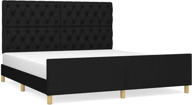 vidaXL Bettgestell mit Kopfteil in Schwarz aus Stoff und Holz, B/T/H: 160 x 200 x 118 cm - Bild 1