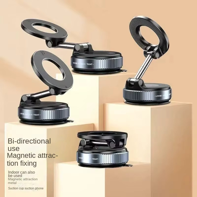 VIKEFON Magnetischer Autotelefonhalter in Schwarz mit faltbarem Design und 360 Grad Verstellbarkeit sowie Vakuumhalterung für iPhone 17, 16, 15 und andere Smartphones - Bild 2