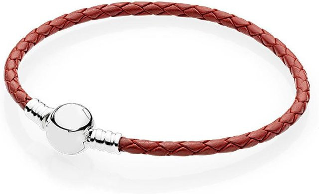 POMOiii Schlangen-Armband, 925 Silber, Leder, braun, Damen, 19 cm - Bild 1
