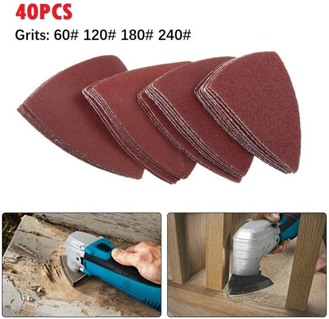 Vibratite 40er Set Dreieck Schleifpapier 80mm für oszillierende Multitools zum Schleifen und Polieren von Holz - Bild 1