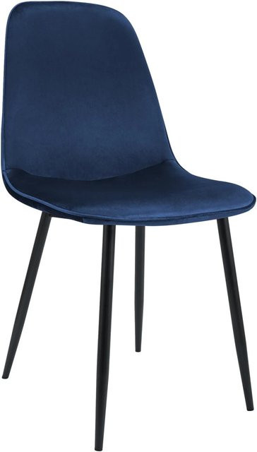 DELUKE Esszimmerstuhl RAZON aus Samt in Dunkelblau, B/T/H: 45 x 54 x 88 cm - Bild 1