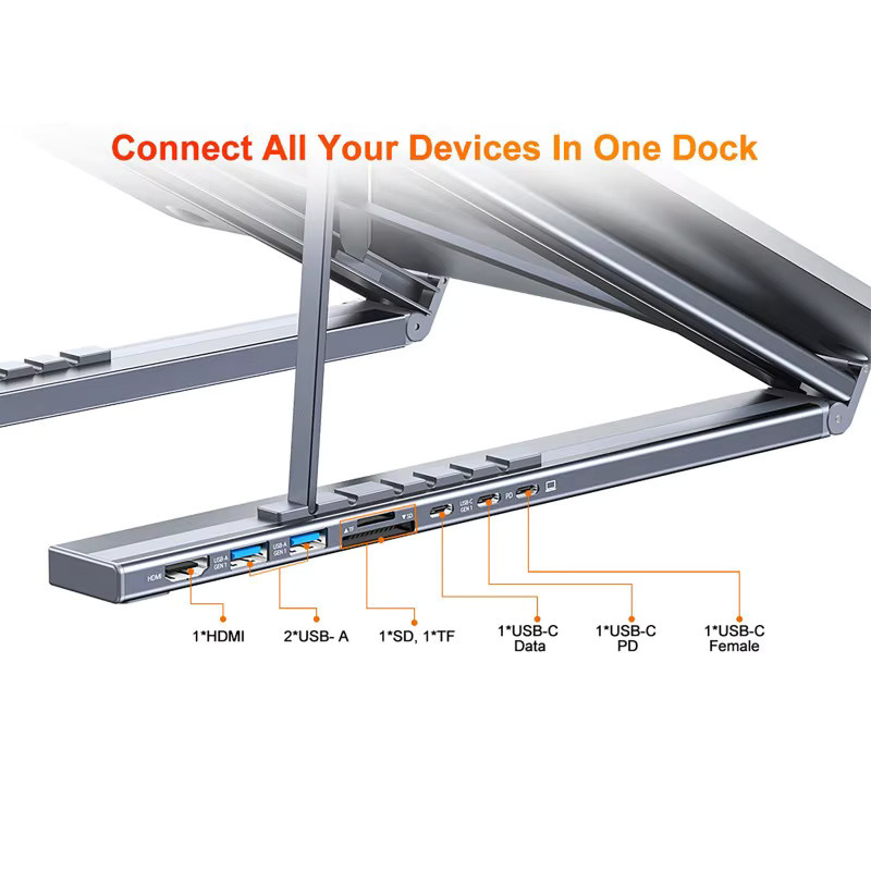 Luxuglow 8-in-1 USB-C Hub mit USB 3.0, TF/SD Kartenleser und PD-Schnellladung aus Legierung für Macbook und Laptop - Bild 3