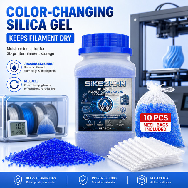 jaysuing Silikagel Trockenmittel für 3D-Drucker Filament, blau, 500 g, mit 10 Netzbeuteln zur Feuchtigkeitsaufnahme für PLA PETG ABS TPU - Bild 1