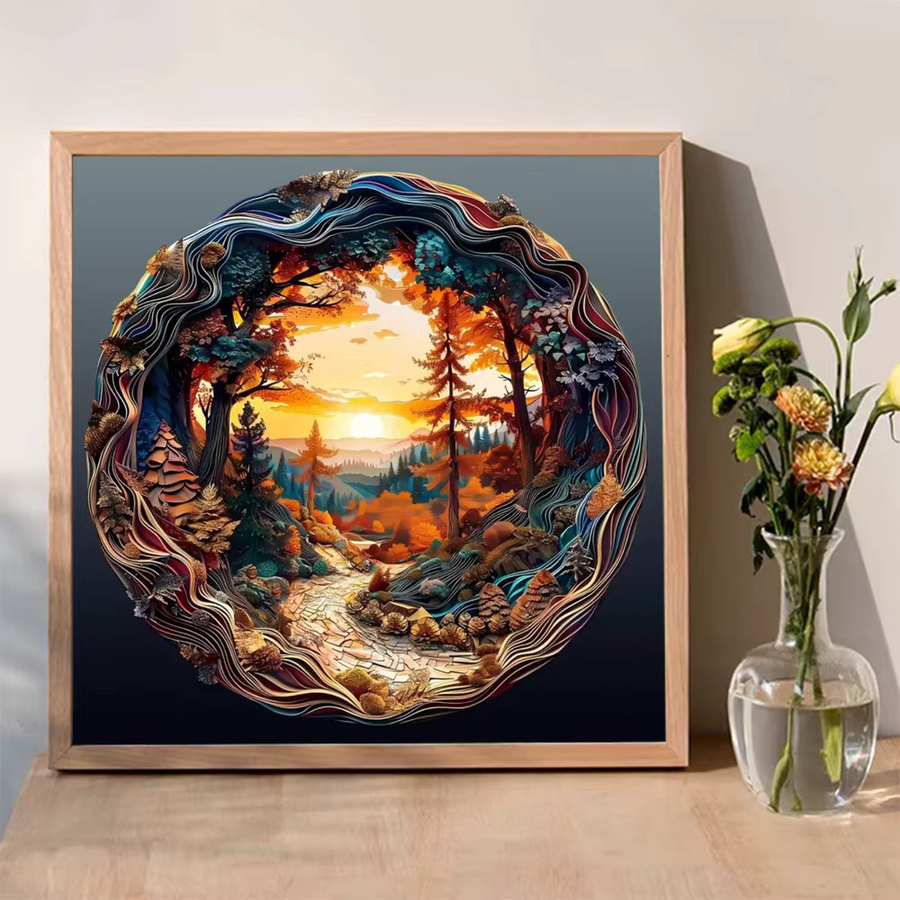 Momoart Diamant Mosaik DIY Set Baum Landschaft Sonnenuntergang Wanddekoration für Erwachsene und Anfänger in Multicolour - Bild 3