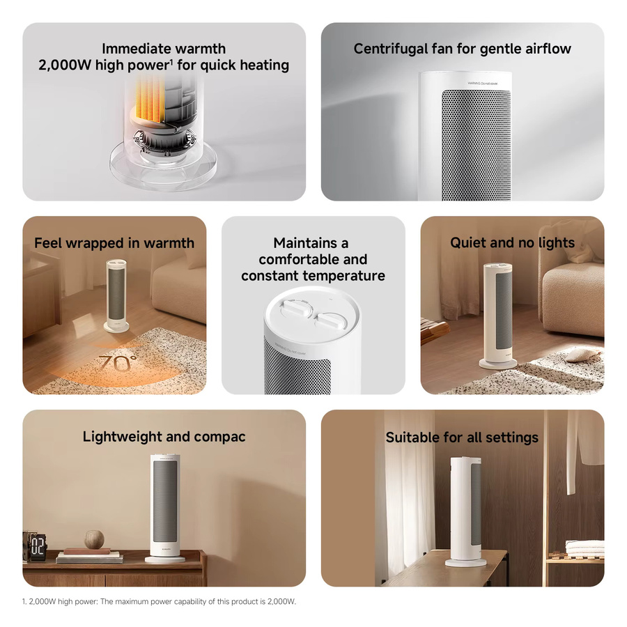 Xiaomi Heizlüfter in Weiß mit Thermostatischer Steuerung und Oszillationsfunktion - Bild 1