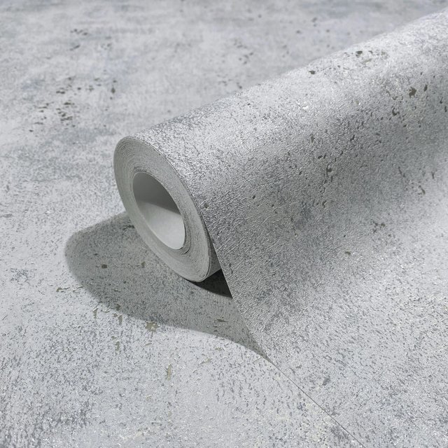 Marburg Vliestapete in Betonoptik Uni Grau-Silber mit leicht glänzendem Satin-Finish und FSC-Zertifizierung - Bild 1