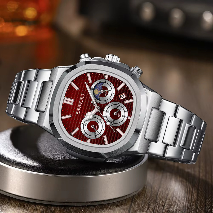 CRRJU Chronograph, Quarz, Edelstahl, Schwarz, Herren - Bild 4