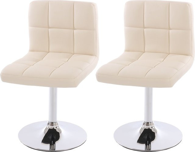 MCW Esszimmerstuhl Cadiz 2er-Set Drehstuhl aus Kunstleder in Beige mit Chromgestell - Bild 1