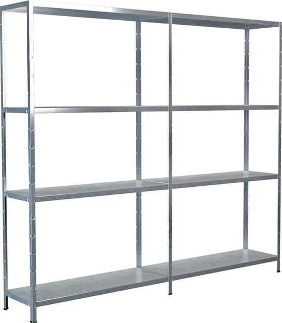 Schulte Steckregal Set mit Anbauregal aus verzinktem Metall, Farbe Silber, B: 200 cm, H: 180 cm, T: 35 cm - Bild 1