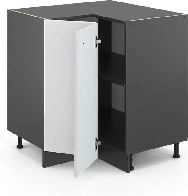 Vicco R-Line Eckunterschrank für die Küche in Weiß Hochglanz und Anthrazit mit Eiche-Optik, B/T/H: 75,6 x 60,0 x 81,6 cm - Bild 1